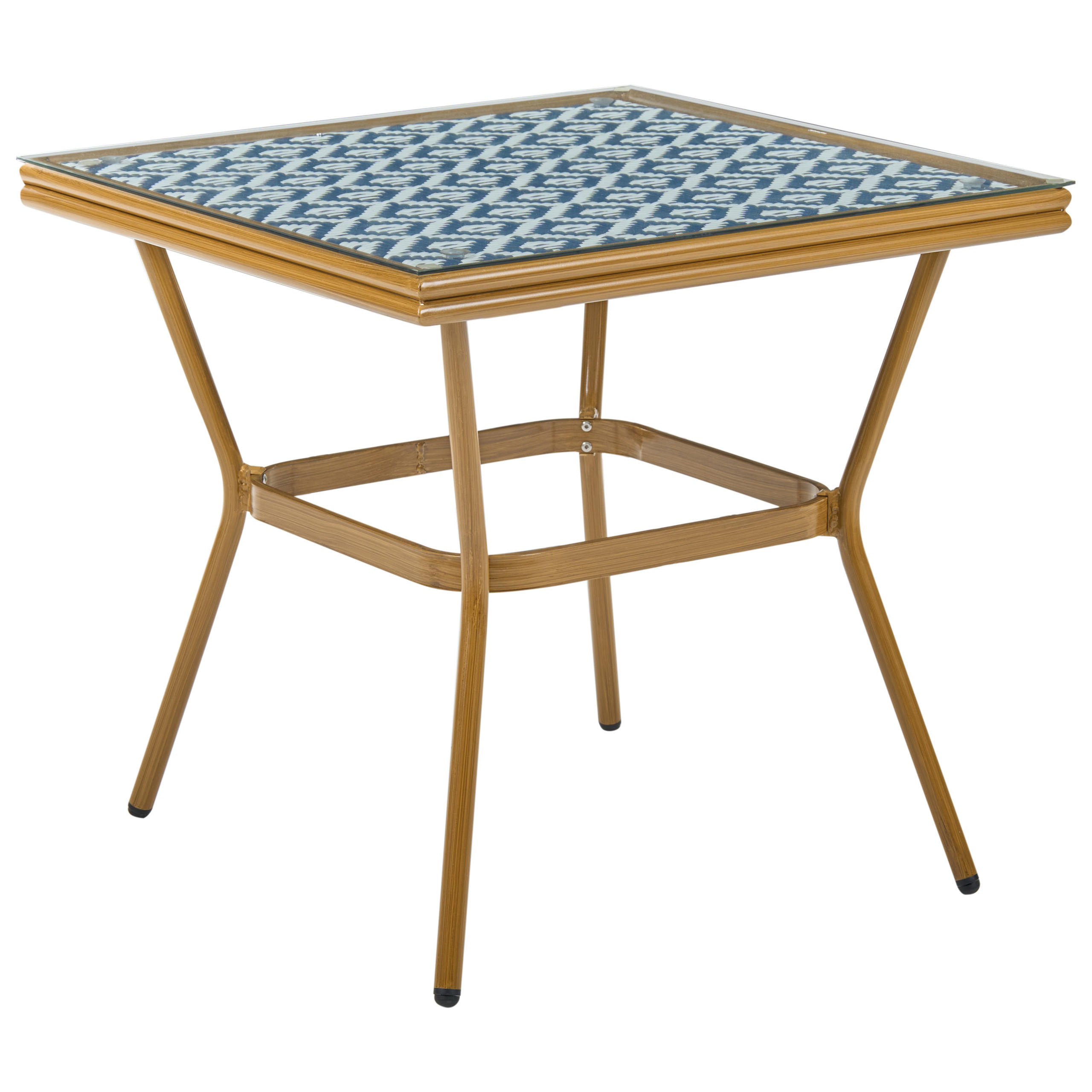 BISTROTISCH Outdoor 80 cm 80 cm Polyrattan Blau/Weiß Caspri - Blau/Weiß, Kunststoff (80/80/77cm) - Beliani