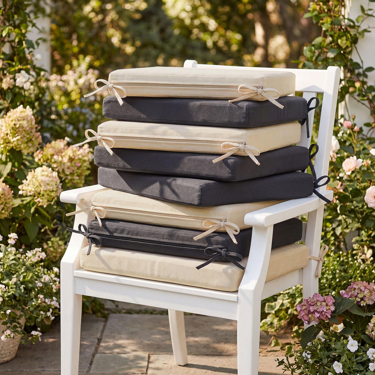 SITZKISSEN eckig 40/37/5 cm Kunststoff Creme - Creme, Kunststoff/Textil (37/40/5cm) - CLP