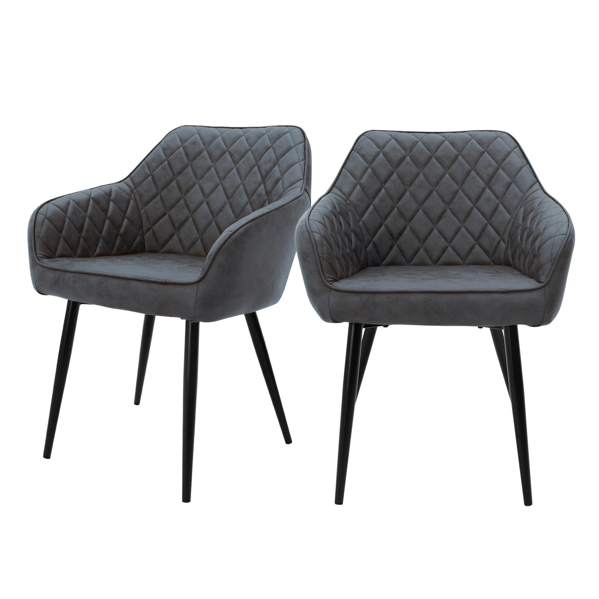 ESSZIMMERSTUHL Samt Anthrazit 2er Set - Anthrazit, Metall (63/80/60cm) - ML-DESIGN