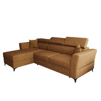 ECKSOFA L Form Ribella Bernstein 265/180/100 cm Links mit Schlaffunktion - Gelb/Schwarz, Textil/Metall (180/265cm) - AX Living