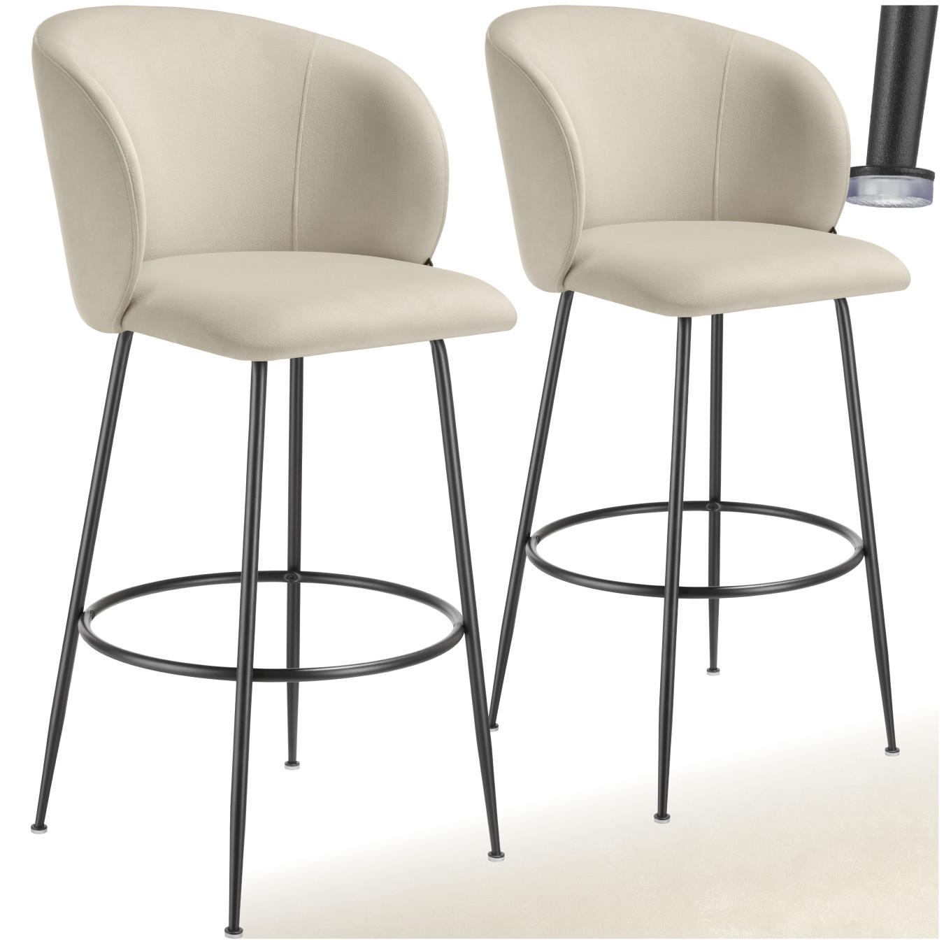 BARSTUHL Luana,51 x 60 x 106 cm, Belastbarkeit 120 kg,creme/schwarz - Creme/Schwarz, Kunststoff (51/106/60cm) - tectake