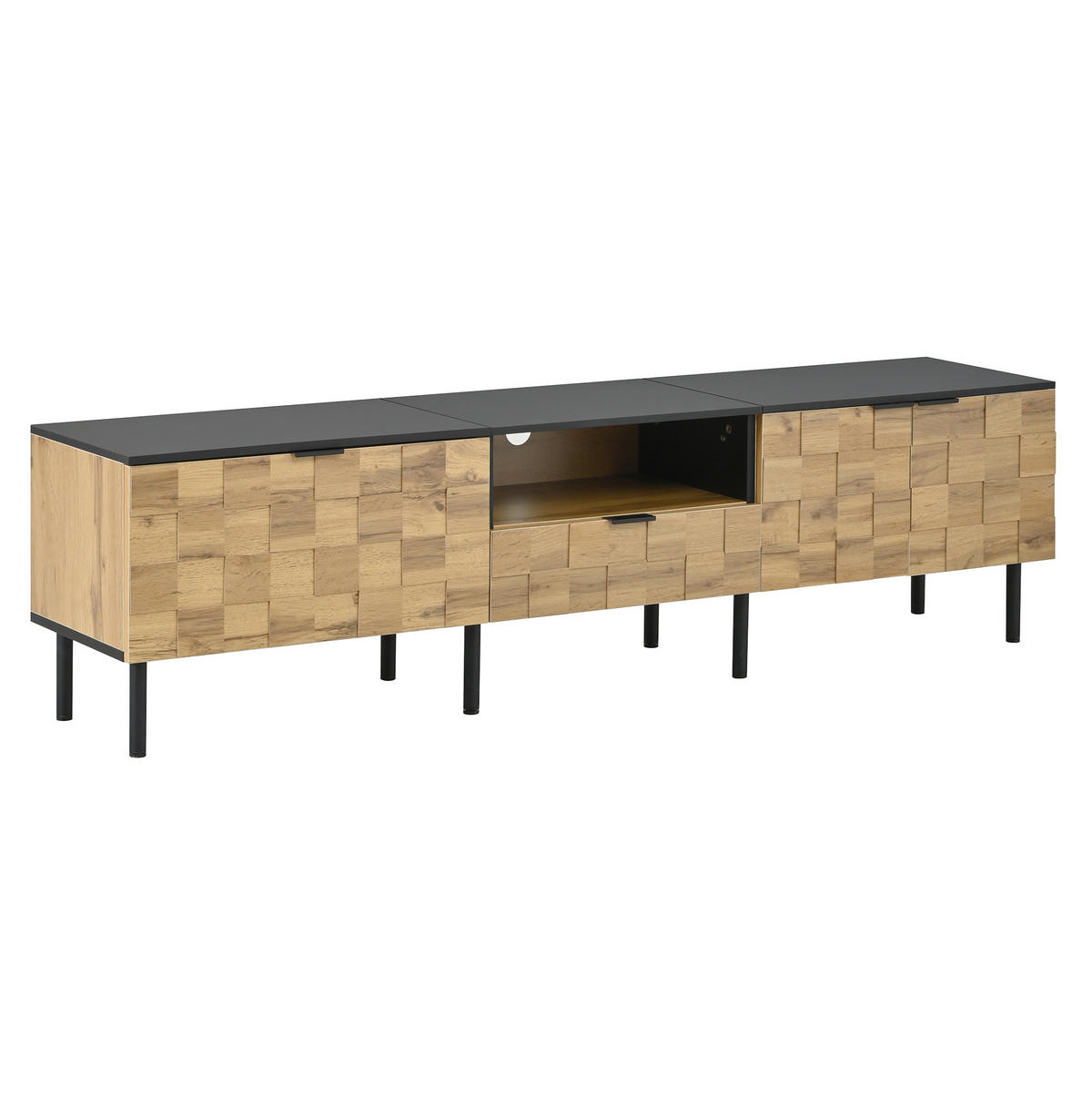 TV-LOWBOARD mit Mosaikfront 170 x 35 x 44,5 cm Holzoptik Natur/Schwarz - Braun, Holzwerkstoff (35/44.5/170cm) - Beauniv