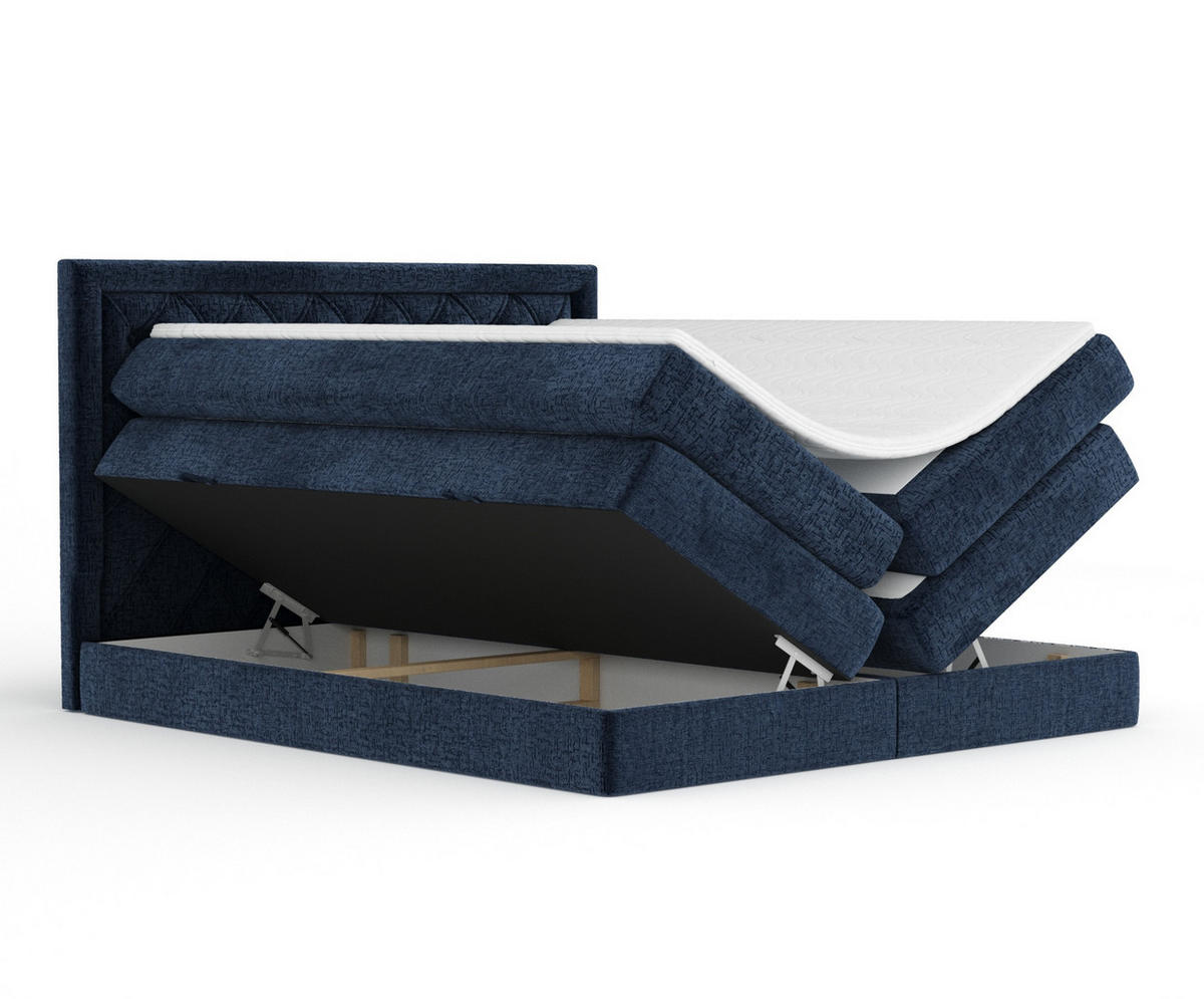 BOXSPRINGBETT Aurelia Marineblau 140/200 cm - Schwarz/Dunkelblau, Holz/Holzwerkstoff (140/200cm) - Maison de Reve