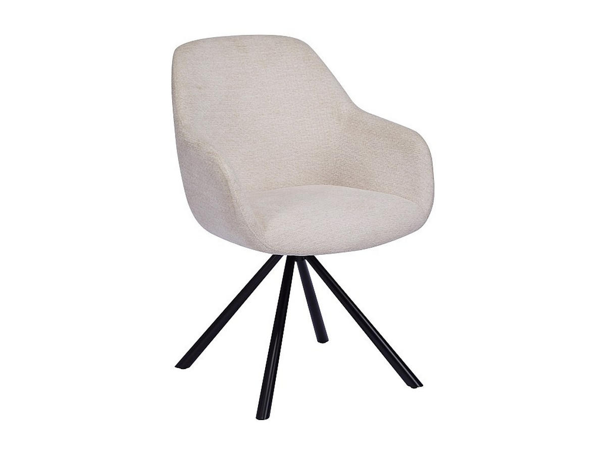 6‑ER Set Stühle mit Armlehnen - Textilstoff & Metall - Creme - CILIENO - Creme, Textil (60/80/57cm) - Vente-Unique