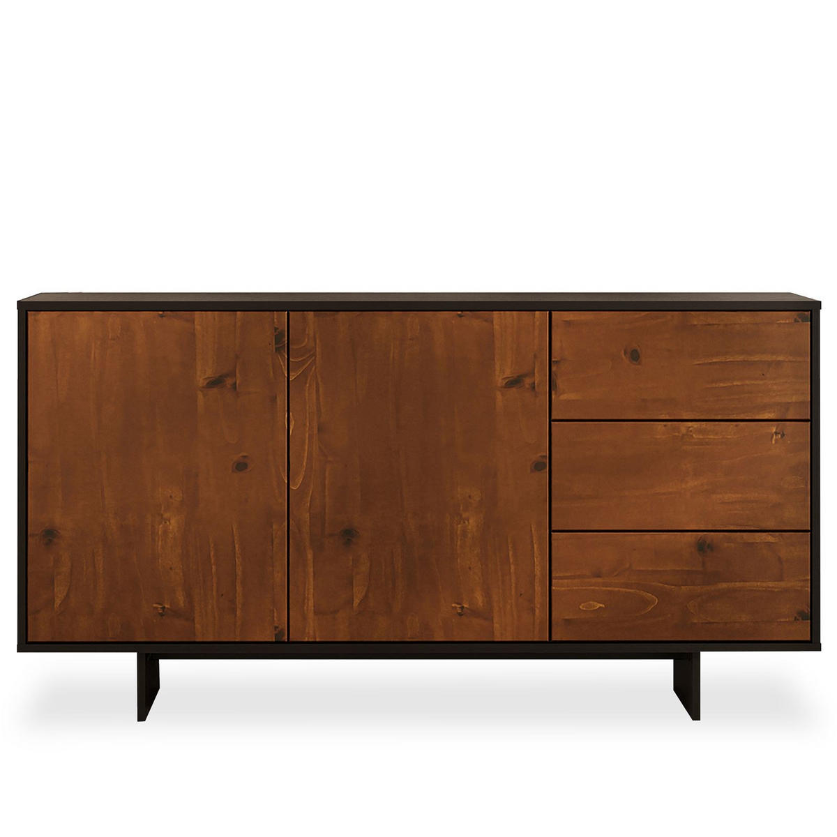 SIDEBOARD ARTO schwarz/Kastanie - Kastanienfarben/Schwarz, Holz (135/71/41cm) - IDIMEX