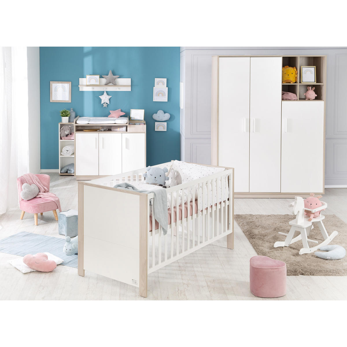 BABYBETT Olaf 70 x 140 cm - Weiß, Holzwerkstoff (70/140cm) - Roba