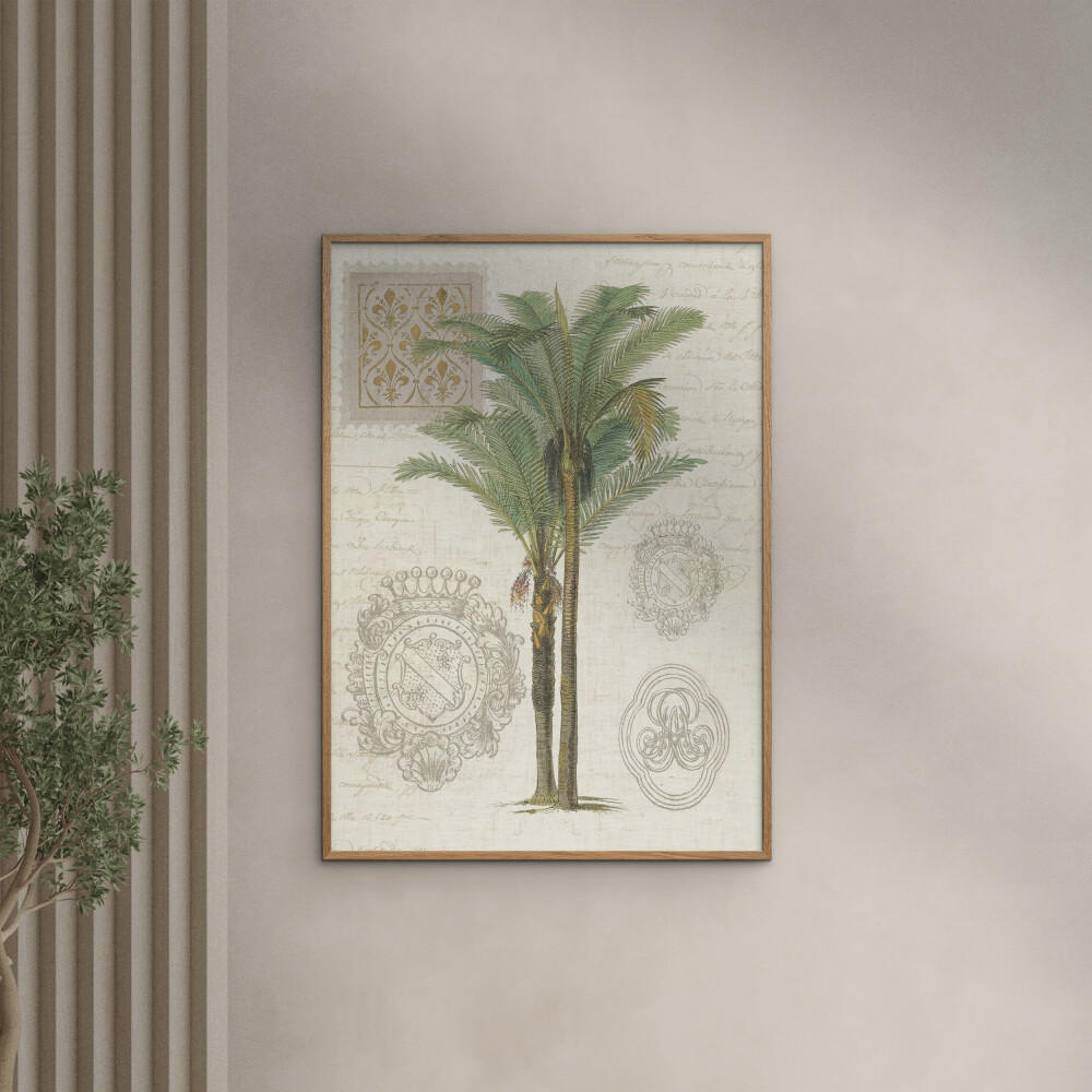 POSTER mit Rahmen Wild Apple - Vintage Palm Study II - Eichefarben/Grün, Holz/Papier (30/40cm) - Poster&Frame