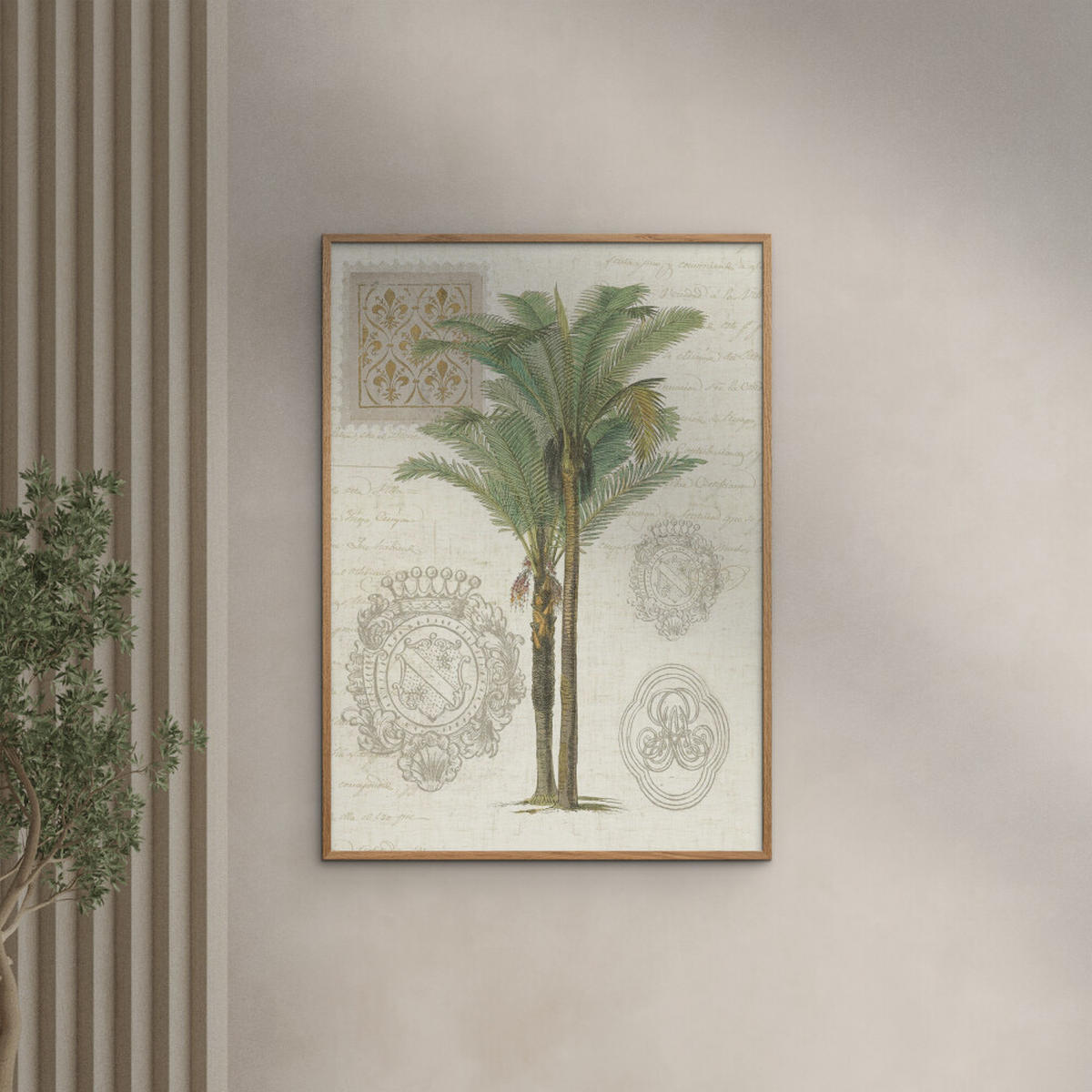 POSTER mit Rahmen Wild Apple - Vintage Palm Study II - Eichefarben/Grün, Holz/Papier (30/40cm) - Poster&Frame