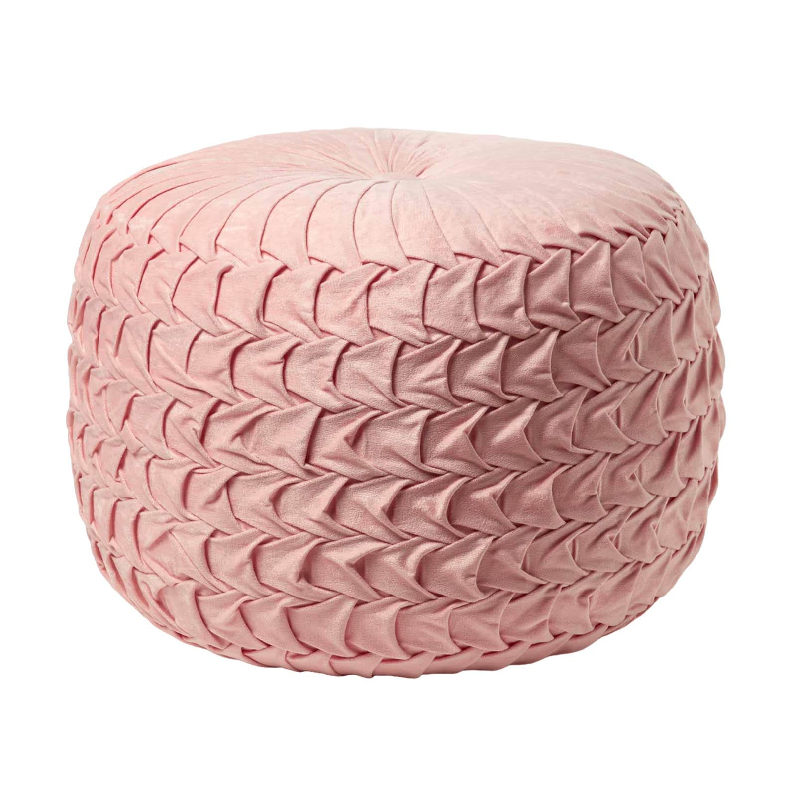 SAMT-POUF Grace rosa, plissiert in Flechtoptik, 50/50/35 cm - Altrosa, Textil (50/35/50cm) - Homescapes