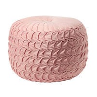 SAMT-POUF Grace rosa, plissiert in Flechtoptik, 50/50/35 cm - Altrosa, Textil (50/35/50cm) - Homescapes