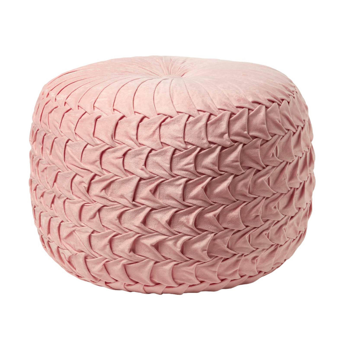 SAMT-POUF Grace rosa, plissiert in Flechtoptik, 50/50/35 cm - Altrosa, Textil (50/35/50cm) - Homescapes
