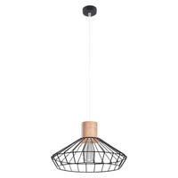 HÄNGELEUCHTE Stahl Schwarz Holz Natur - Schwarz, Holz (39/39/130cm)