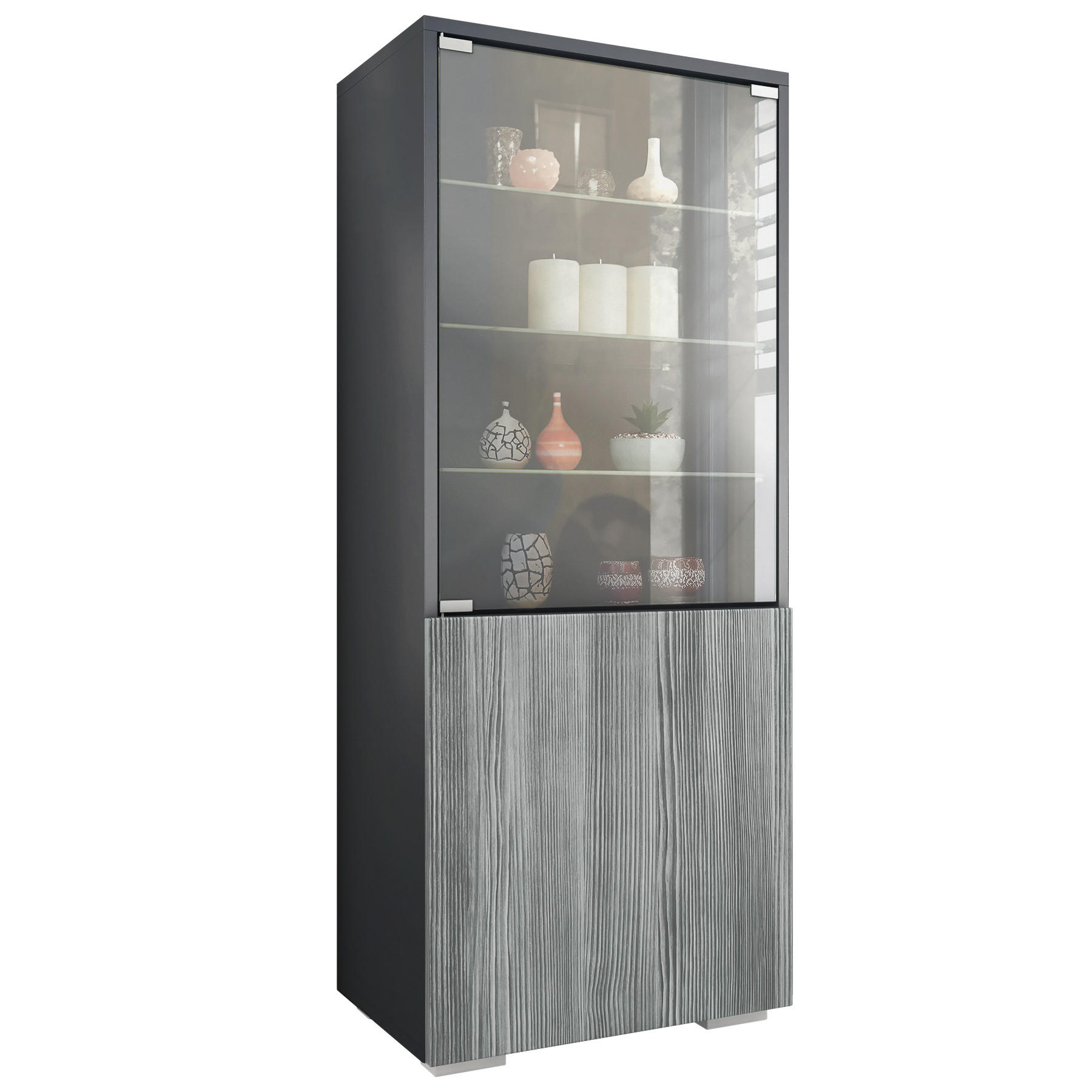 Vladon Vitrine Anthrazit 50x122.5x34.5 cm
