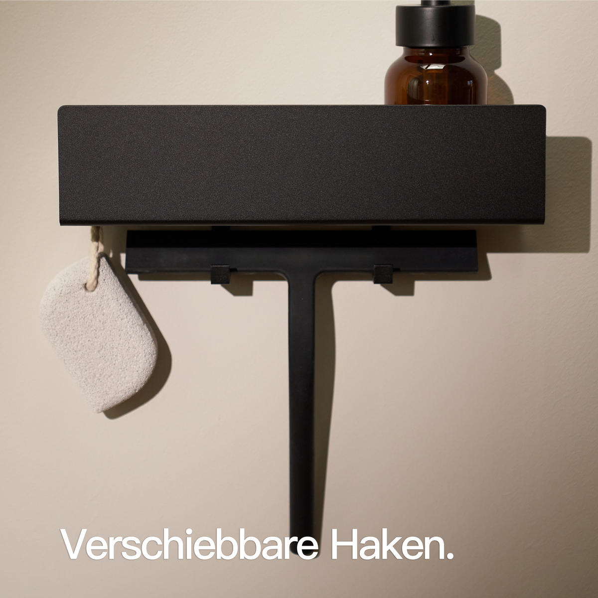 DUSCHABLAGE OHNE BOHREN Matt Schwarz 30 cm - Schwarz, Metall (30/8/9cm) - Designfabrik Hamburg