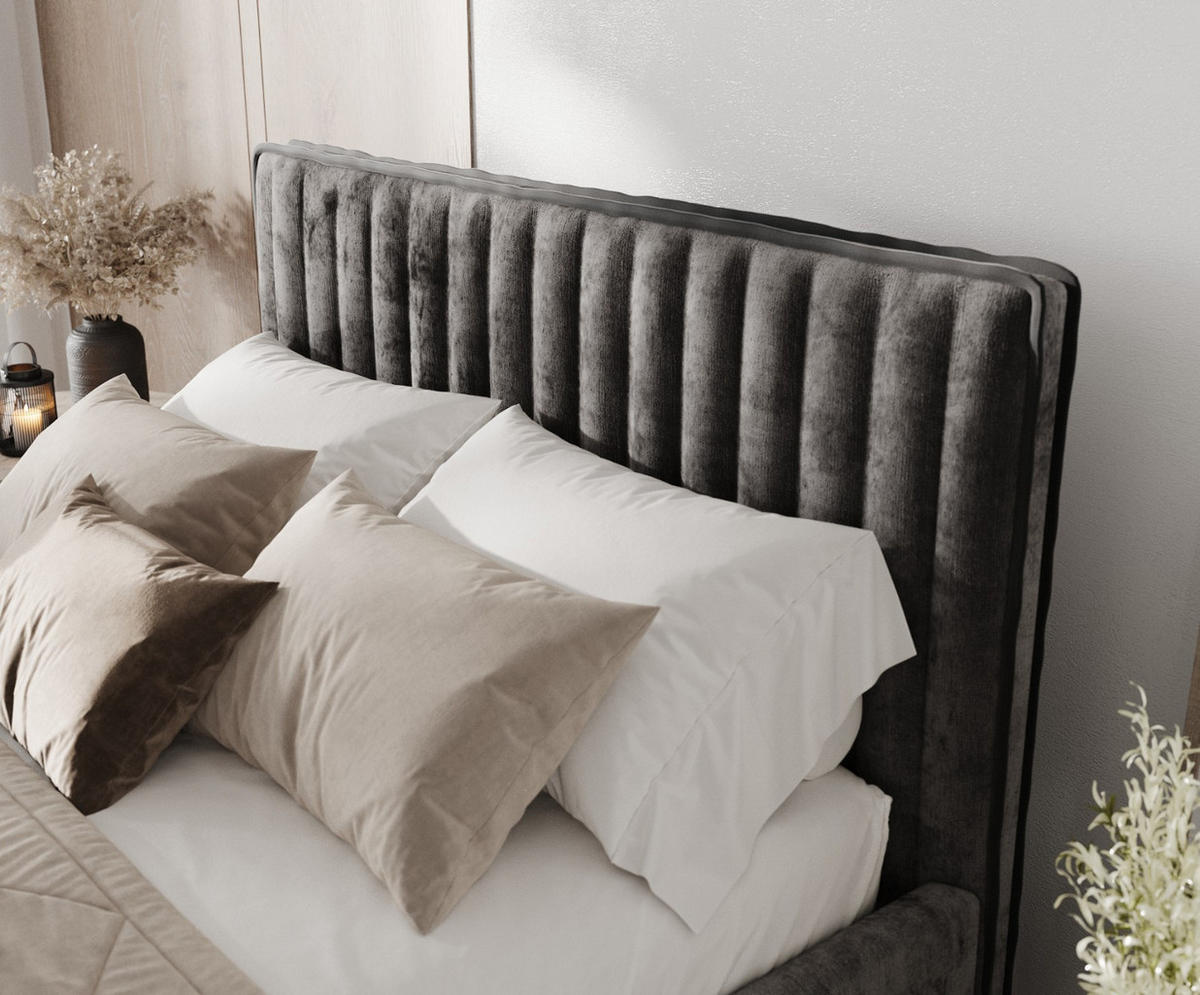 POLSTERBETT Aria 120/200 cm Anthrazit im Lotta Stoff - Anthrazit/Naturfarben, Holz/Holzwerkstoff (120/200cm) - AltaBeds