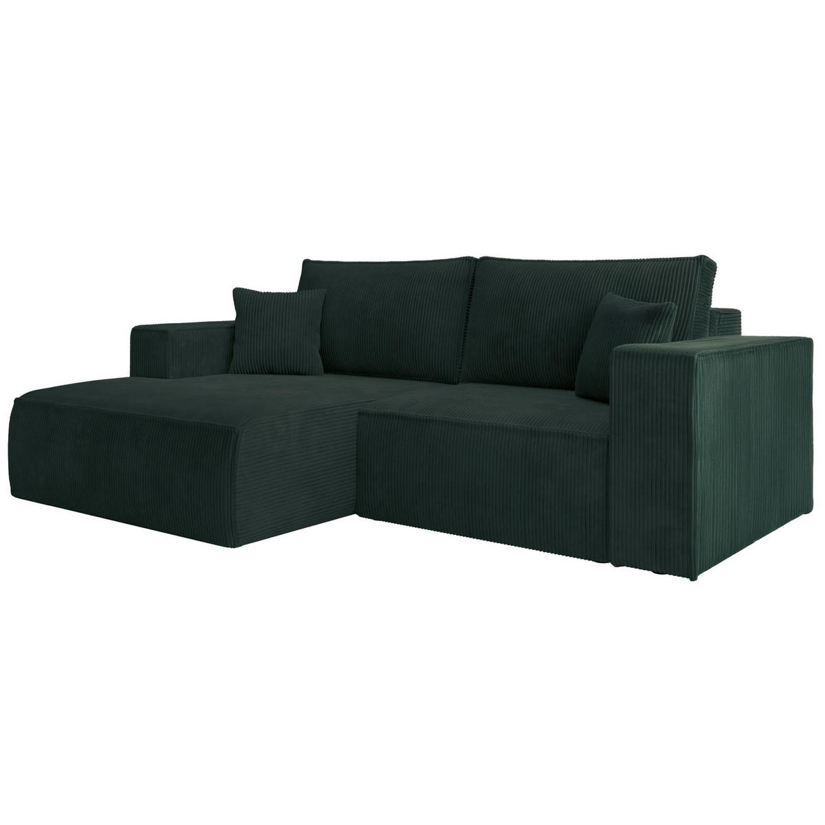 ECKSOFA Farese Mini mit Cordbezug Dunkelgrün, links - Dunkelgrün/Schwarz, Textil (240/167cm) - Selsey