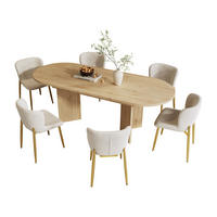 ESSTISCH Set ausziehbar mit 6 Stühlen – Holzoptik & Polsterstuhl - Eichefarben, Holzwerkstoff (160/76/80cm) - Urban Meuble