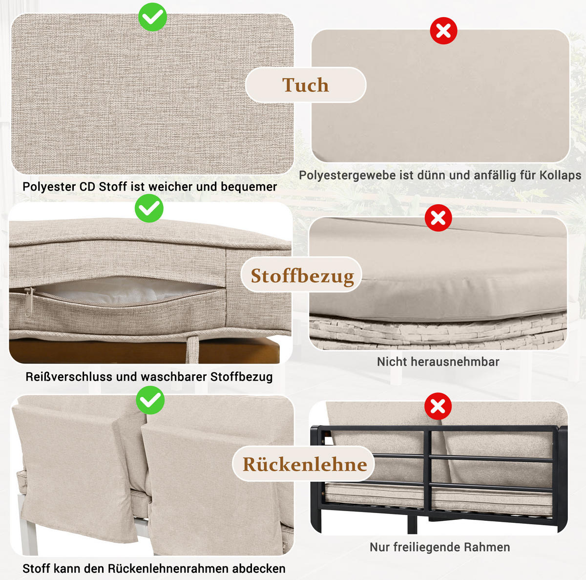 GARTENLOUNGE-SET mit Stahlgestell & Akazien-Optik, 2/ Sofa 120/60/66 cm, Beige - Beige, Metall - Redom