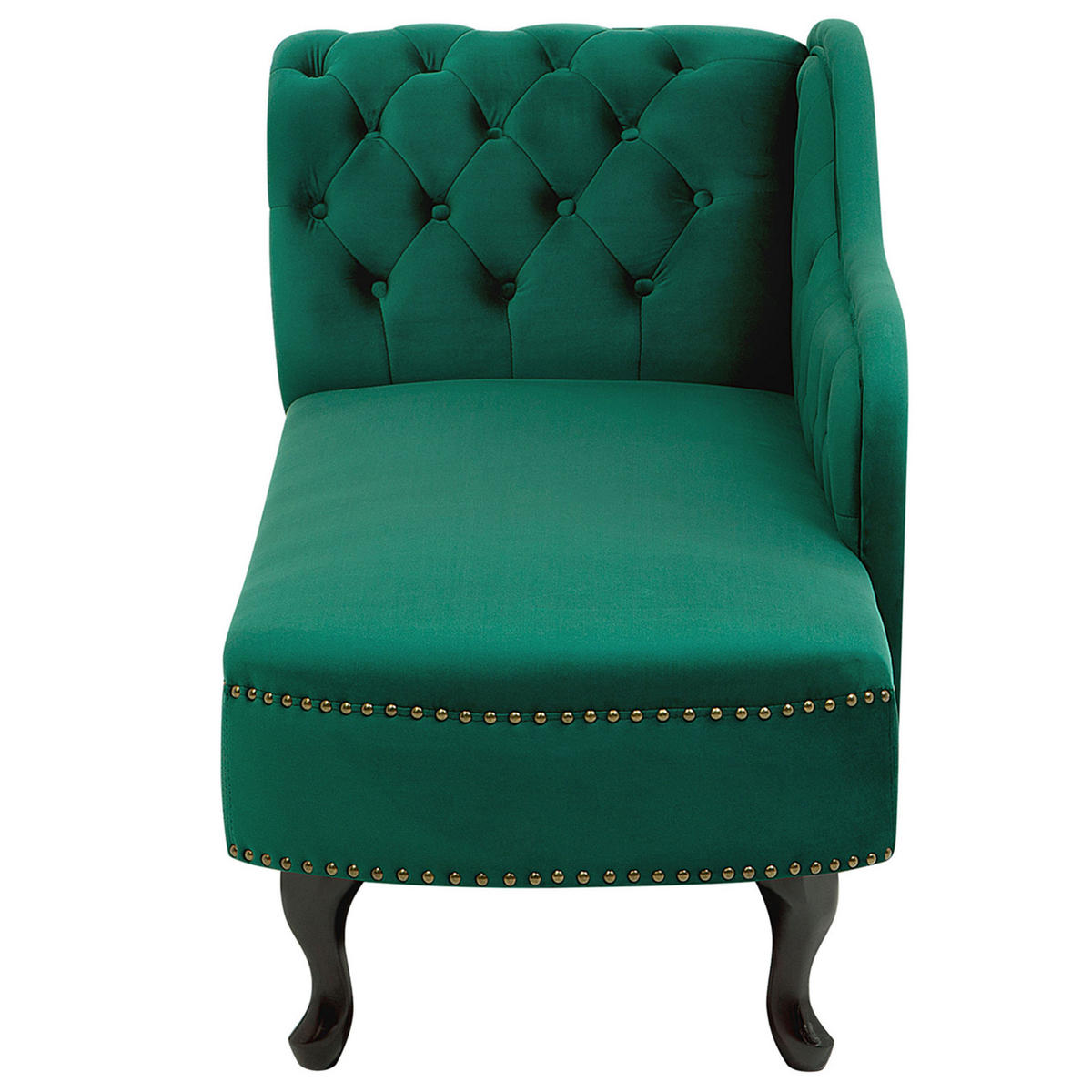 CHAISELONGUE Samtstoff grün linksseitig Nimes - Schwarz/Grün, Textil (170/79/61cm) - Beliani
