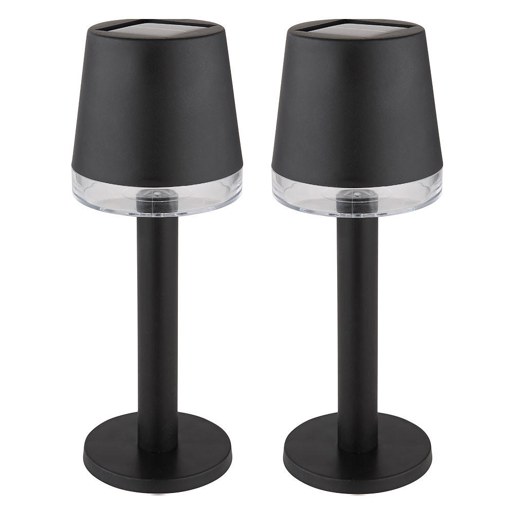 LED AUSSENLEUCHTE Solar Tischlampe Schwarz 2er Set - Schwarz, Kunststoff (8/8/21.5cm) - Globo Lighting