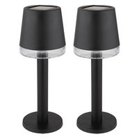 LED AUSSENLEUCHTE Solar Tischlampe Schwarz 2er Set - Schwarz, Kunststoff (8/8/21.5cm) - Globo Lighting