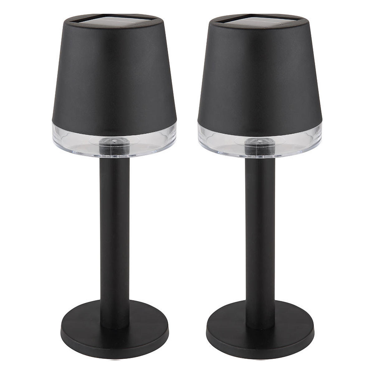 LED AUSSENLEUCHTE Solar Tischlampe Schwarz 2er Set - Schwarz, Kunststoff (8/8/21.5cm) - Globo Lighting