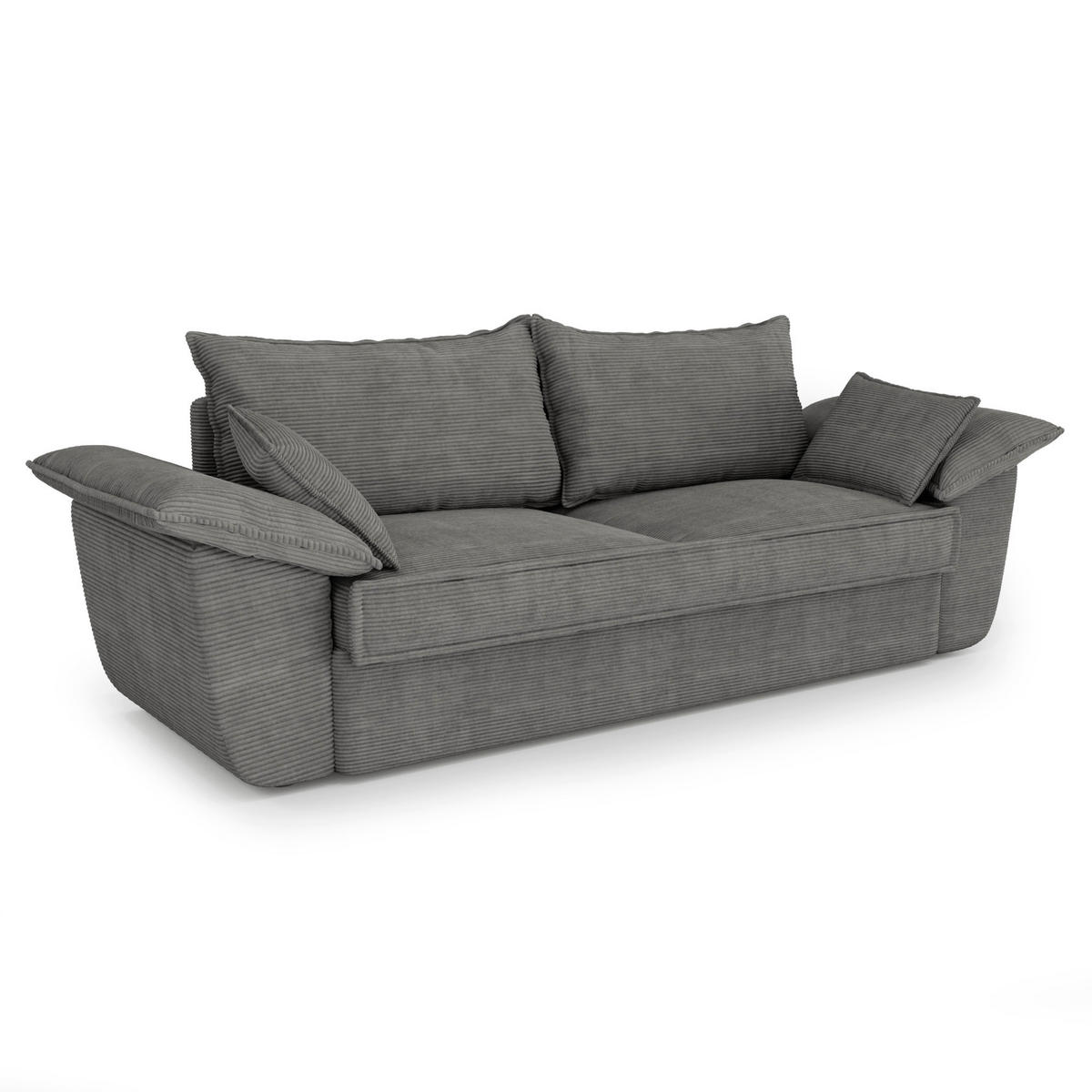 SOFA 3-Sitzer Gerippter Samt Anthrazitgrau 232cm - Dunkelgrau/Anthrazit, Textil (232/92/102cm) - Sia Home