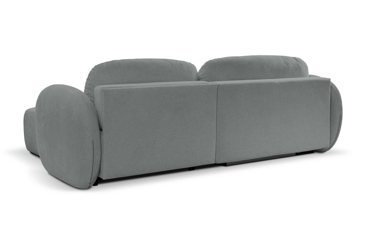 ECKSOFA AMICO R-S Grau Geflochtener Stoff mit Schlaffunktion - Grau, Holz (248/174cm) - MASSENO