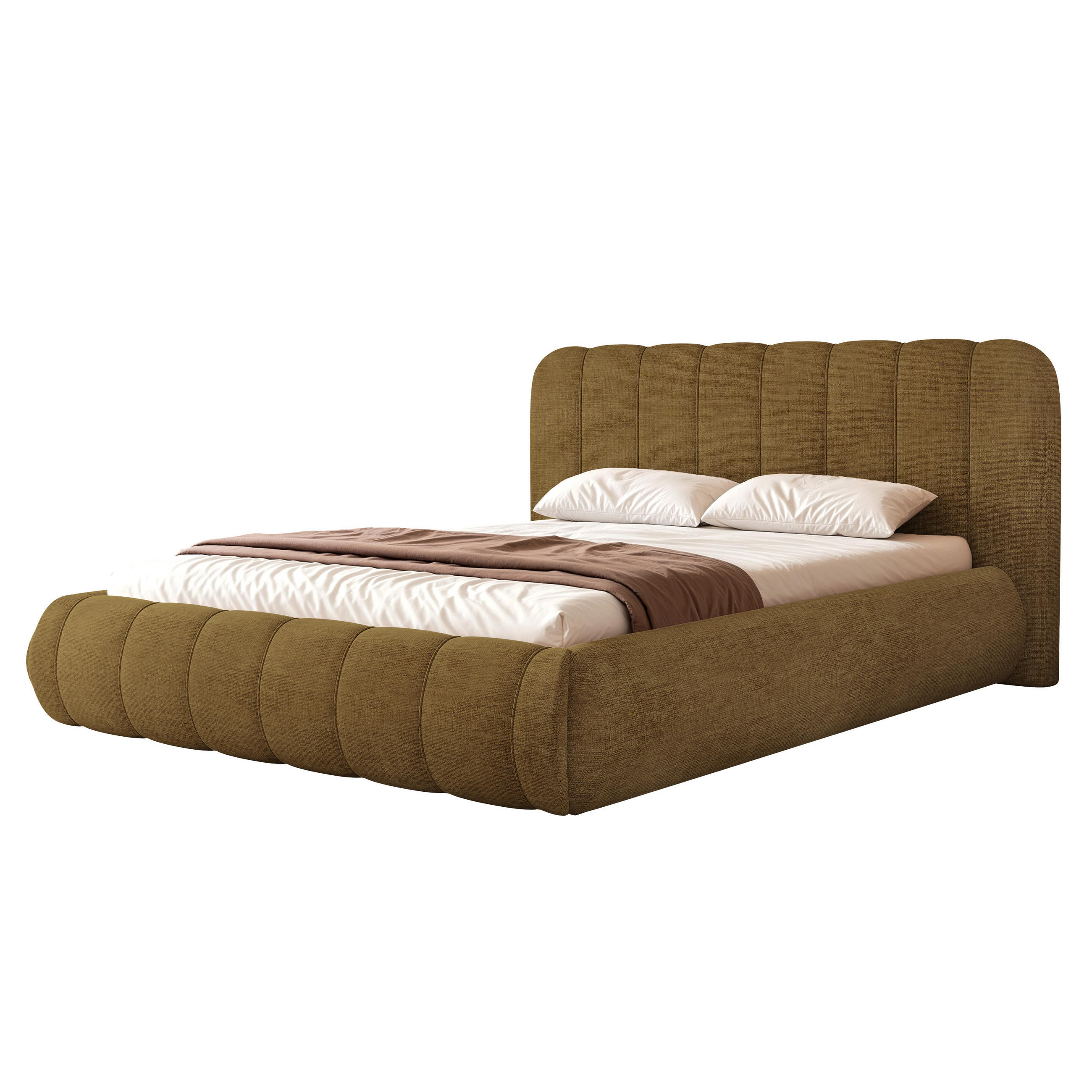 POLSTERBETT Gallo 160x200 cm Olivgrün Chenille – (Doppelbett mit Bettkasten, Lattenrost, voluminöses Kopfteil) - Olivgrün, Holz/Holzwerkstoff (160/200cm) - Ravio