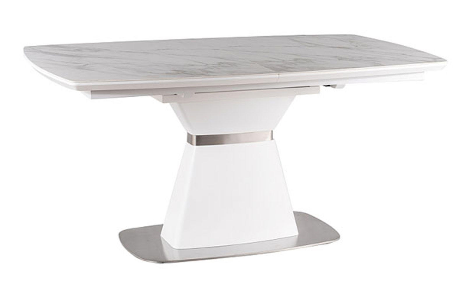 ESSTISCH Saturn II weiß / Marmor weiß 160-210 cm / 90 cm / 76 cm - Weiß, Holz/Holzwerkstoff (90/160/76cm) - Feldmann-Wohnen