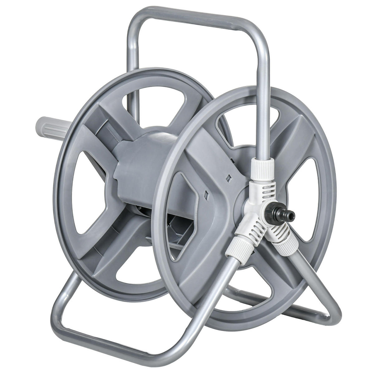 SCHLAUCHAUFROLLER 40 m DE-13772 mit Kurbel, Wand- oder Bodenmontage - Grau, Kunststoff (35/46/46cm) - ComfortXL