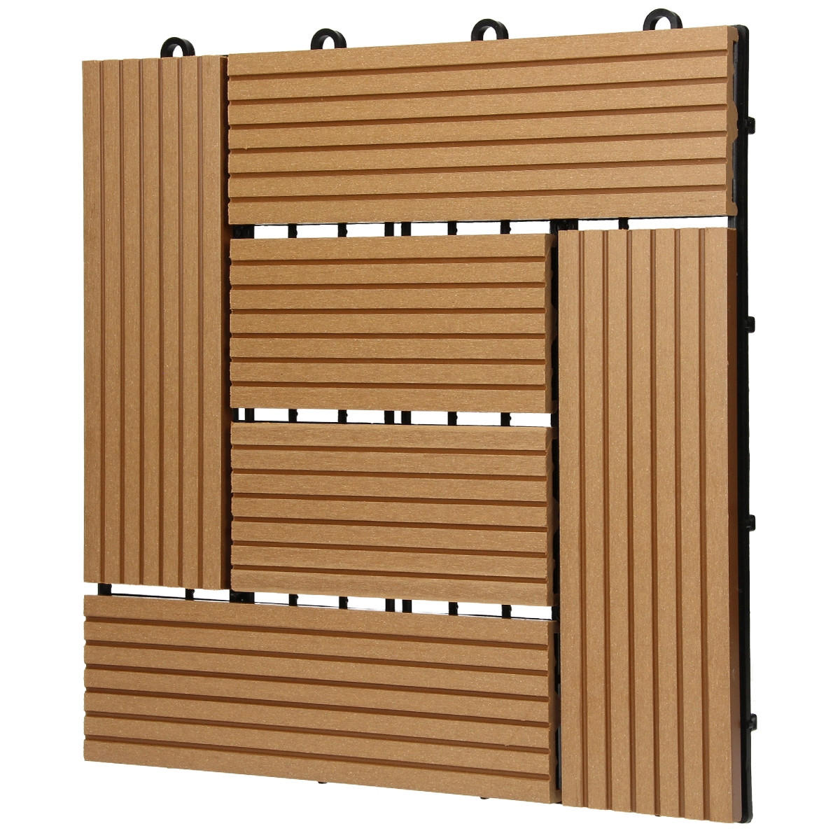 TERASOVÁ DLAŽBA Teak 11 kusů - teaková, kompozitní dřevo (30/30/2cm) - ECD-Germany