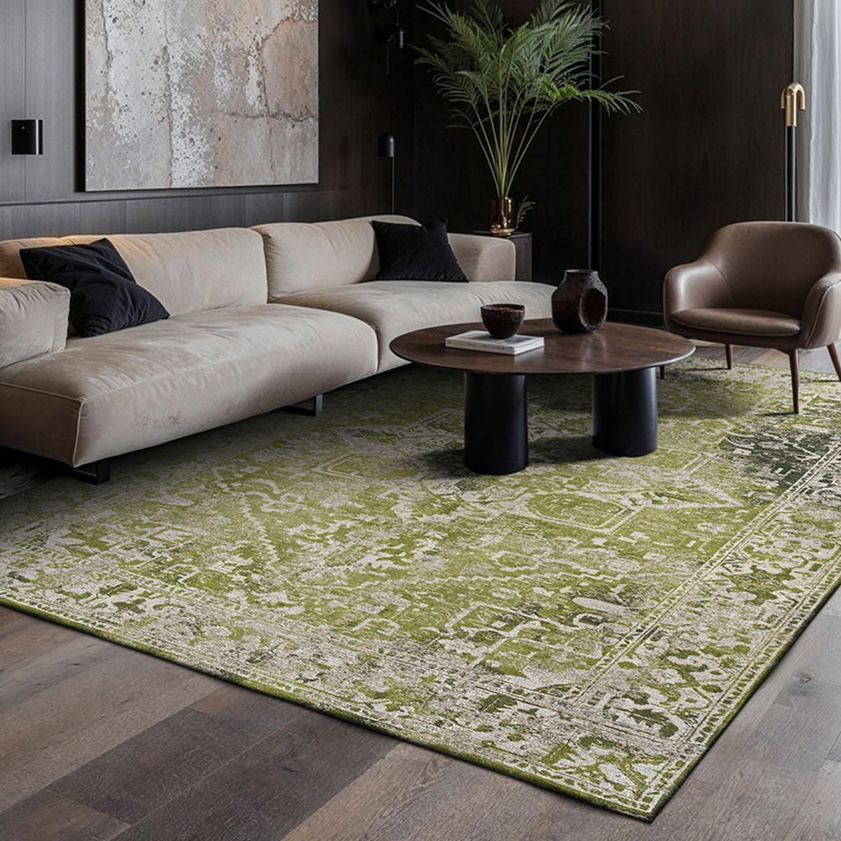 TEPPICH Olive Wood Antiquarian Tabriz 140/200 cm - Grün, Textil (140/200cm) - Louis De Poortere