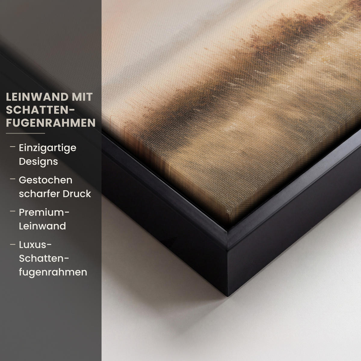 LEINWAND Bilder mit Rahmen - Gras - Morgennebel - Kreuz - Christentum - 30x20 - Beige, Textil (30/20cm) - MuchoWow