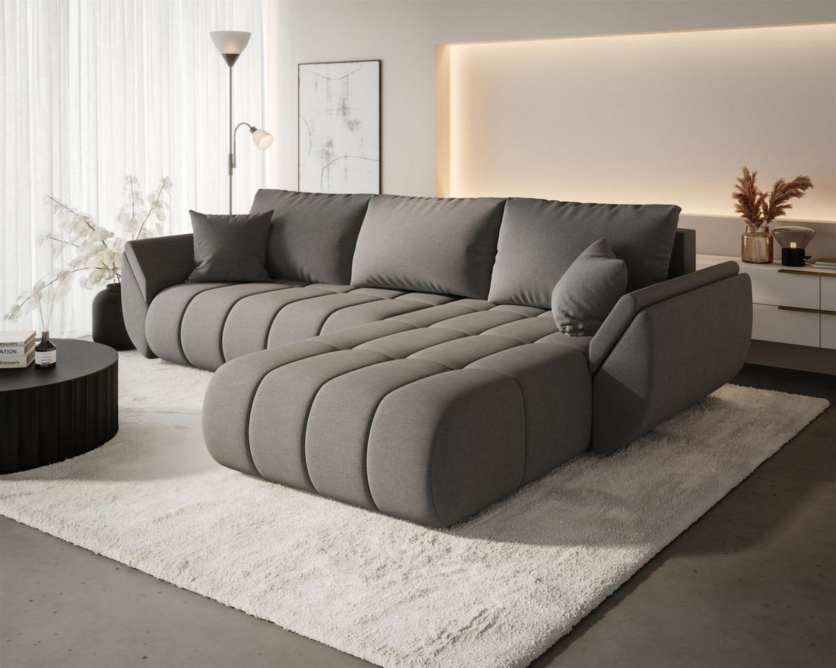 ECKSOFA Misato In Wind - Dunkelgrau, Holzwerkstoff/Textil (280/175cm) - Fun Möbel