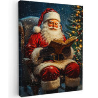 LEINWANDBILD Weihnachtsmann - Weihnachten - Winter - Weihnachtsbaum 30x40 cm - Bordeaux, Textil (30/40cm) - MuchoWow