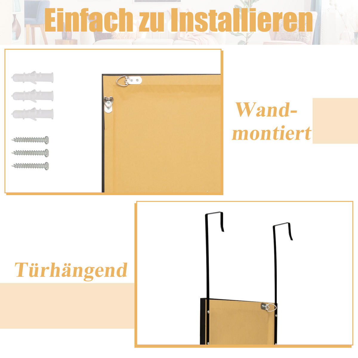 GANZKÖRPERSPIEGEL Schwarz - Schwarz, Glas (27/7.5/113cm) - COSTWAY