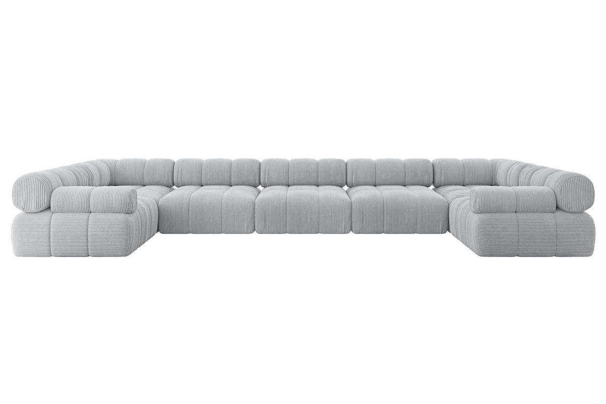 WOHNLANDSCHAFT modulares Sofa Birno-U3 - 475x190x70 cm Grau Cord - Grau, Holzwerkstoff/Textil (475/70/190cm) - ALTDECOR