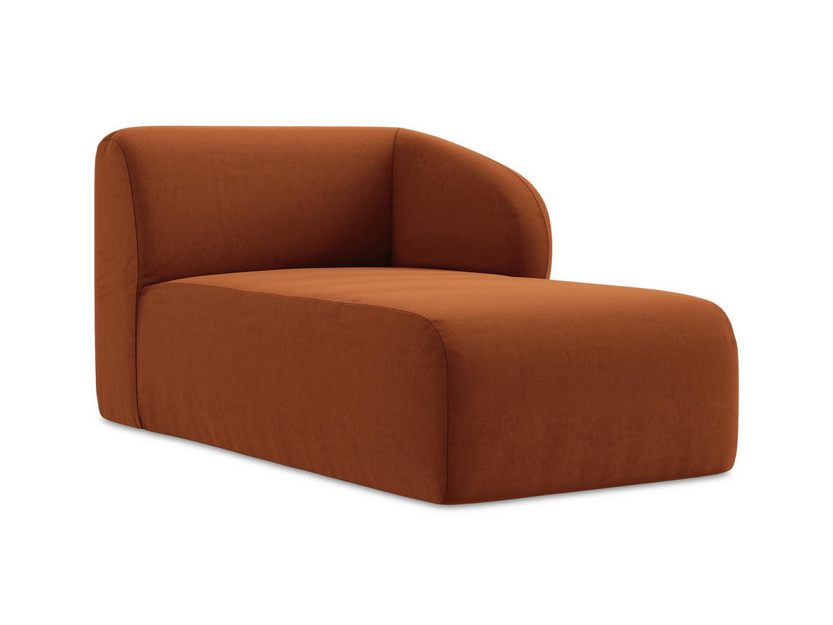 SOFAELEMENT Rechts Samt Stoff Orange - Terra cotta/Schwarz, Holzwerkstoff/Kunststoff (91/75/166cm) - Makamii
