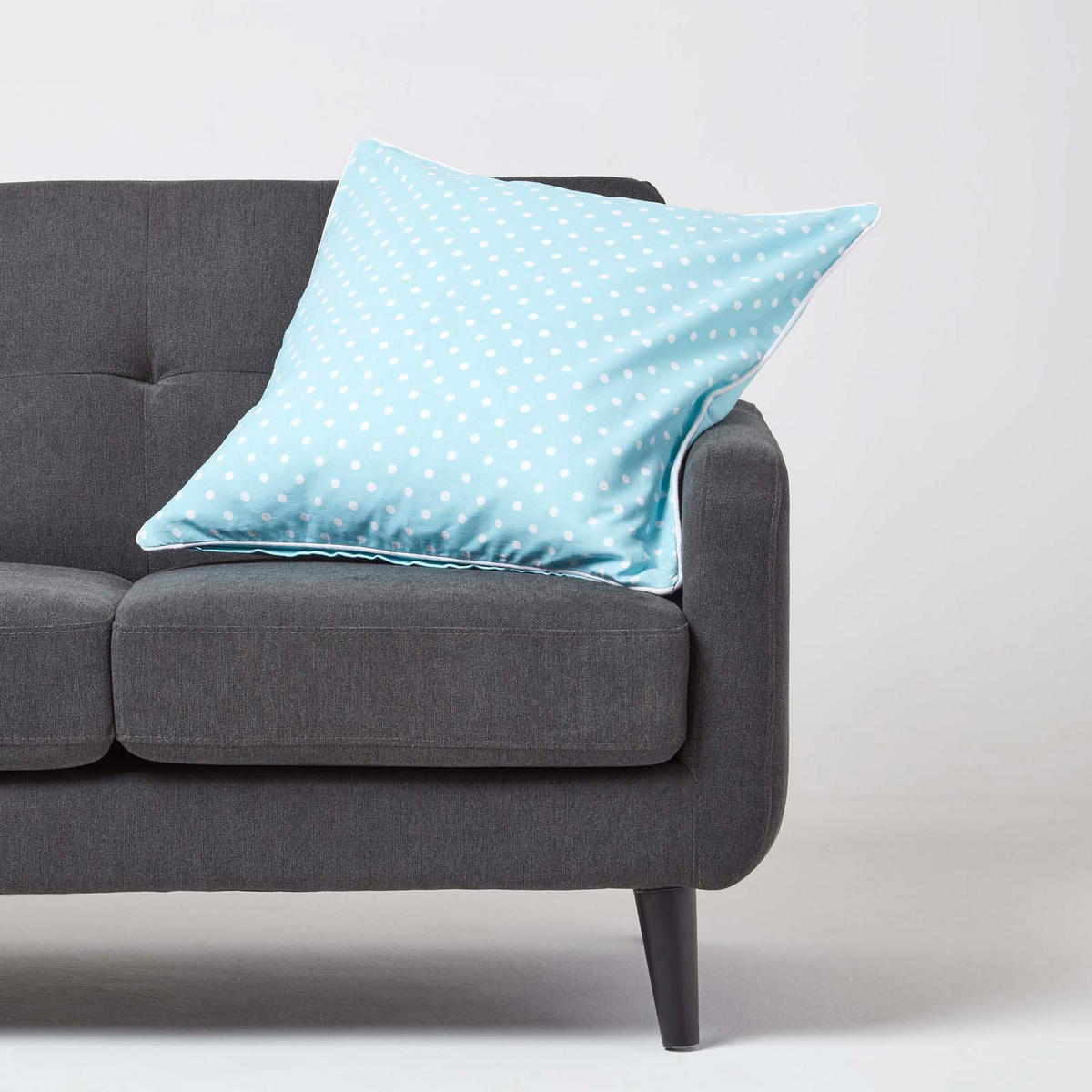 KISSENHÜLLE Polka Dots 60/60 cm, 100% Baumwolle - Blau, Textil (60/60cm) - Homescapes