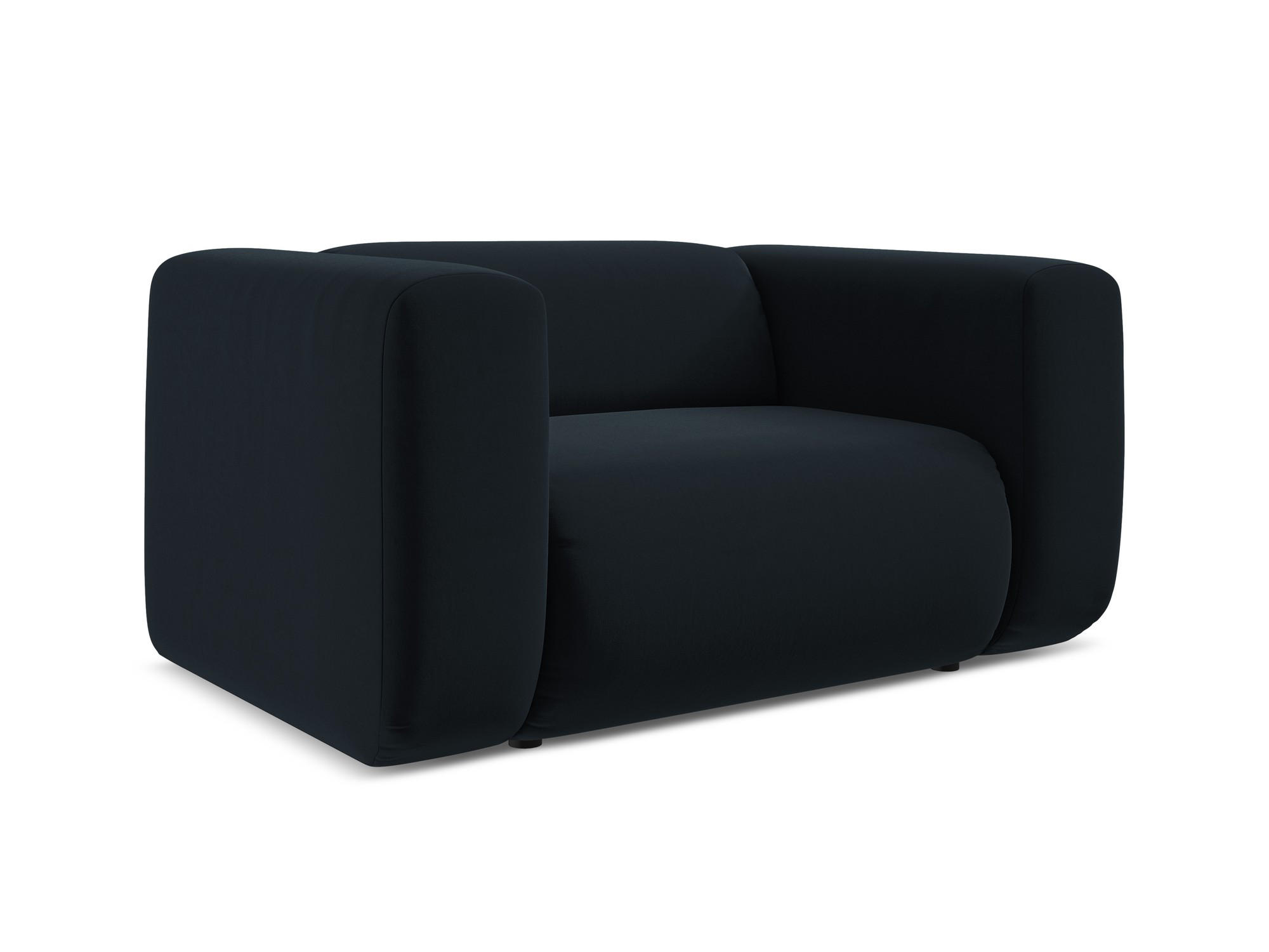 SESSEL Samt Stoff Blau - Blau/Schwarz, Kunststoff/Textil (137/70/89cm) - Makamii
