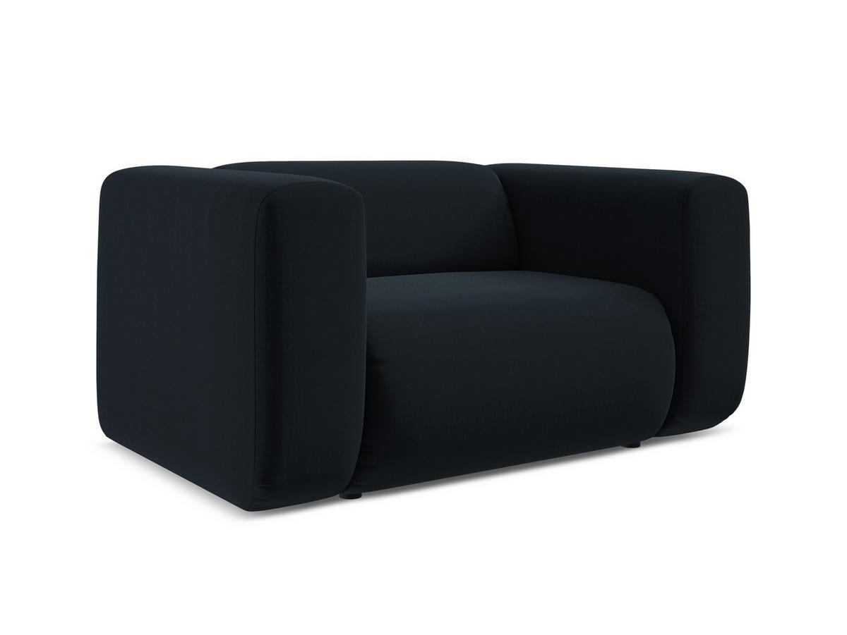 SESSEL Samt Stoff Blau - Blau/Schwarz, Kunststoff/Textil (137/70/89cm) - Makamii