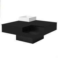 COUCHTISCH mit LED 72x72x30 cm Hochglanz Schwarz Weiß - Schwarz, Holzwerkstoff (72/72/30cm) - Meubliv