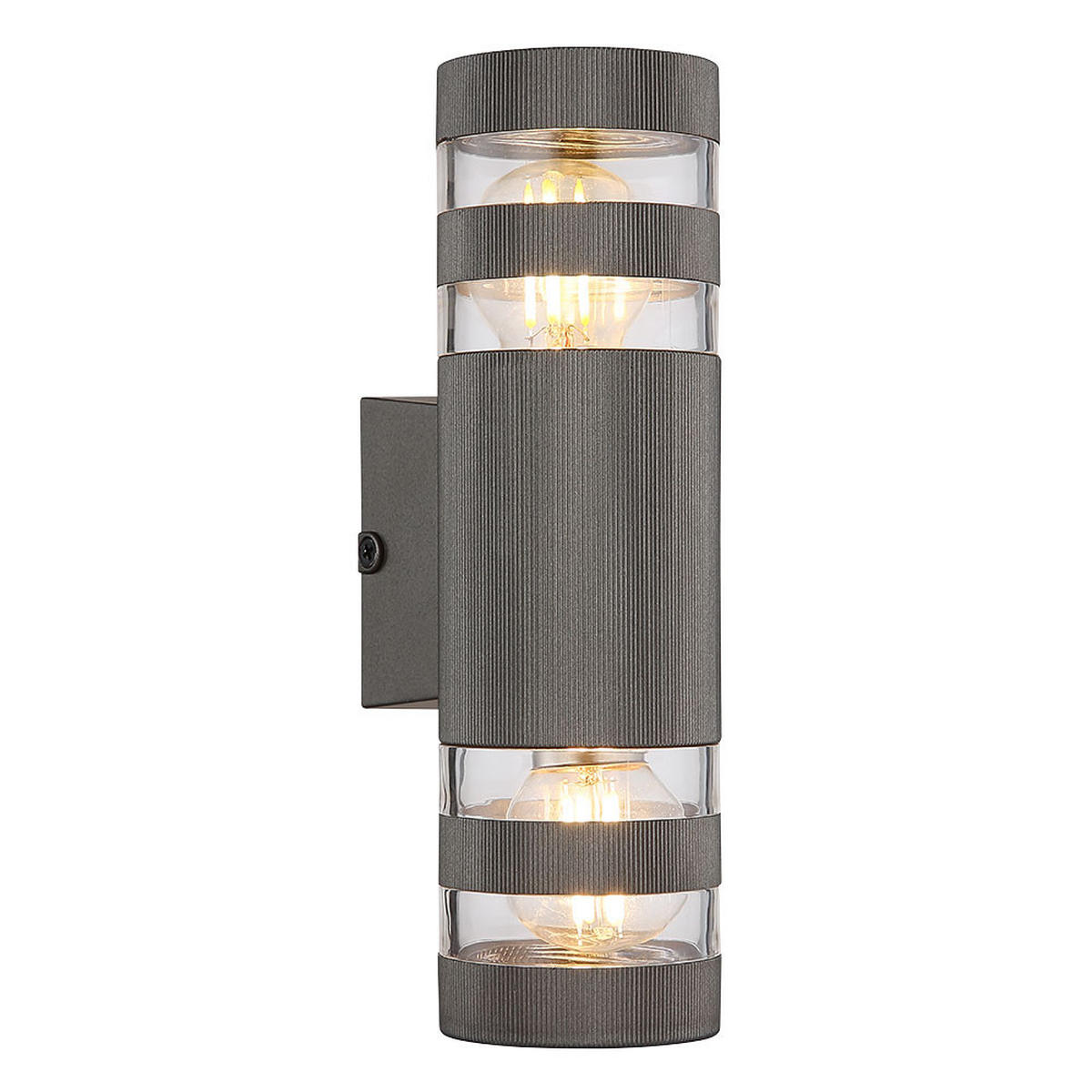 LED WANDLEUCHTE Glas Anthrazit 2-flammig - Anthrazit, Glas (6.5/22/22cm) - Globo Lighting