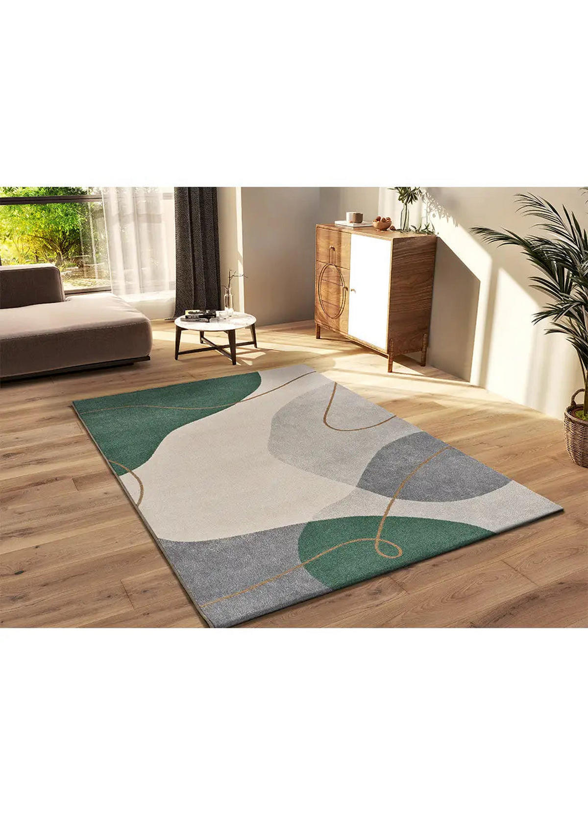 KURZFLORTEPPICH Grün / Beige Edesa 160/230 cm - Beige/Grün, Naturmaterialien/Textil (160/230cm) - Atticgo