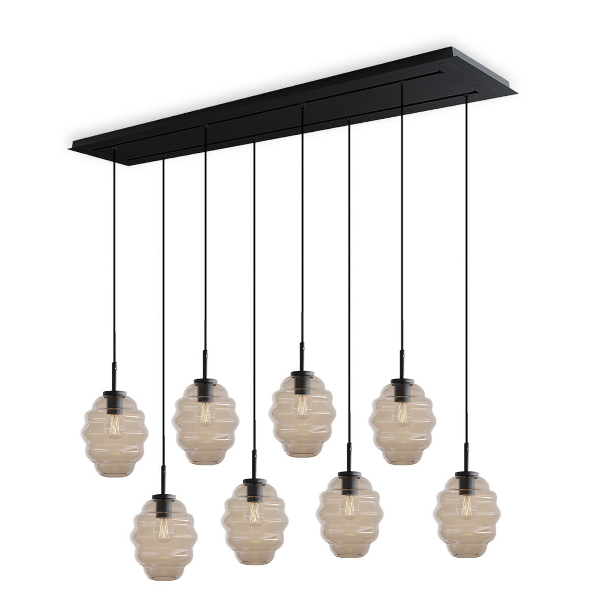 HÄNGELEUCHTE Echos 8-flammig Klar Ø 18cm - Klar/Schwarz, Glas (18/18/20cm) - s.luce