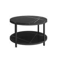 COUCHTISCH Ontario Marmor 80 x 80 cm Rund - Schwarz, Holzwerkstoff (80/80/46cm) - Vicco