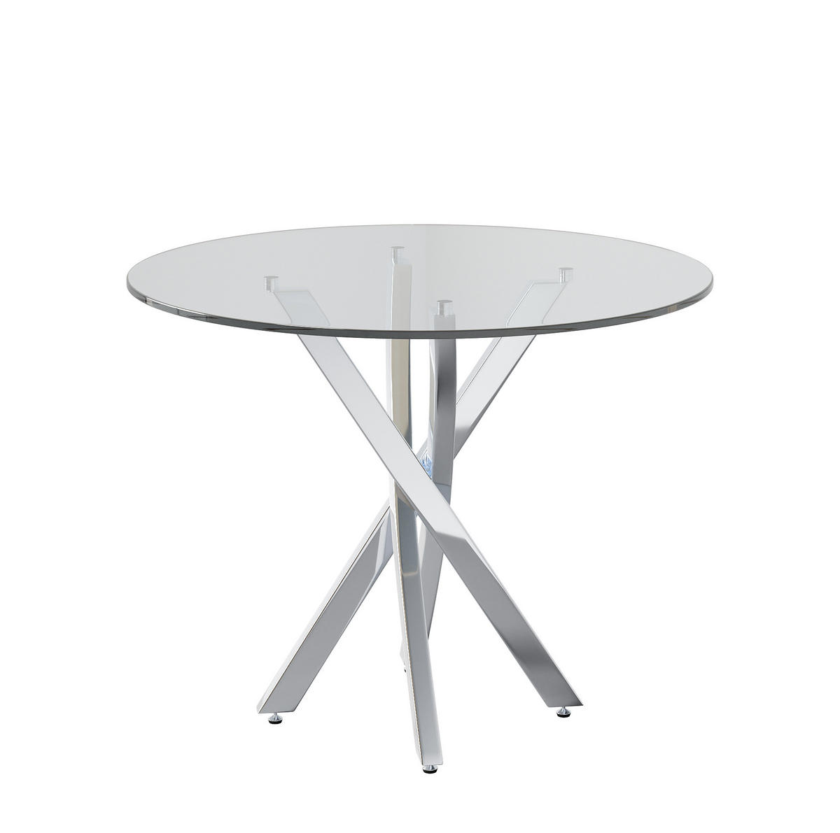 ESSTISCH rund 80 x 80 x 75 cm Glas Metall Silber - Silberfarben, Glas (80/80/75cm) - Meubliv