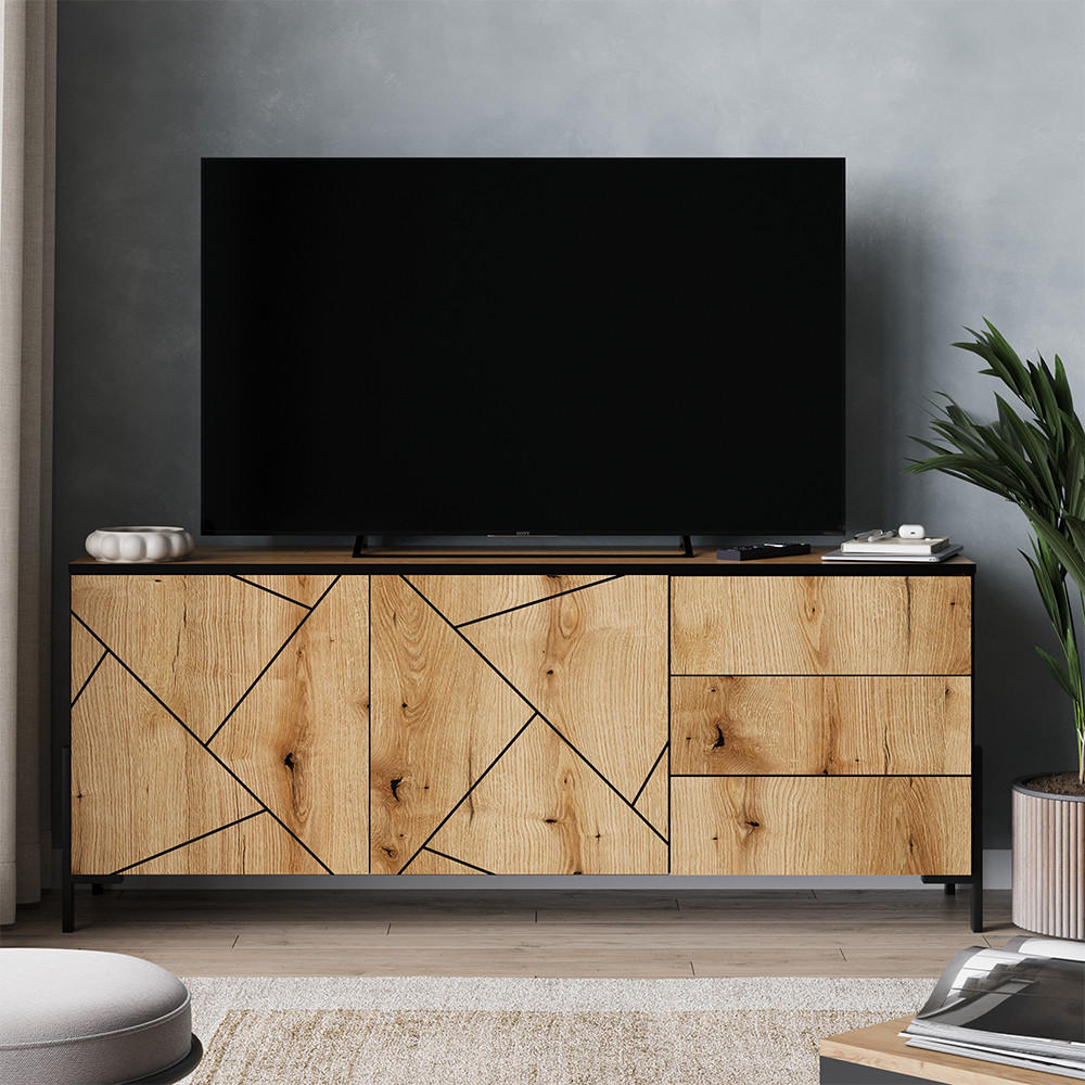 NÍZKÝ NÁBYTEK POD TELEVIZI Hatto Dub - barva dubu, kompozitní dřevo (150/60/39.7cm) - Vicco