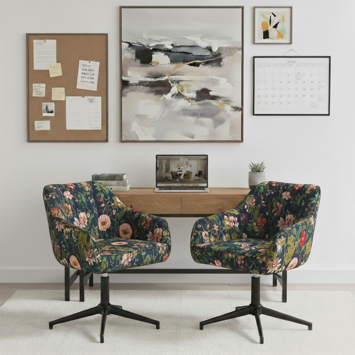 BÜROSTUHL Mika-Caro - Multicolor/Schwarz, Textil/Metall (60/79/61cm) - DUBI Möbel